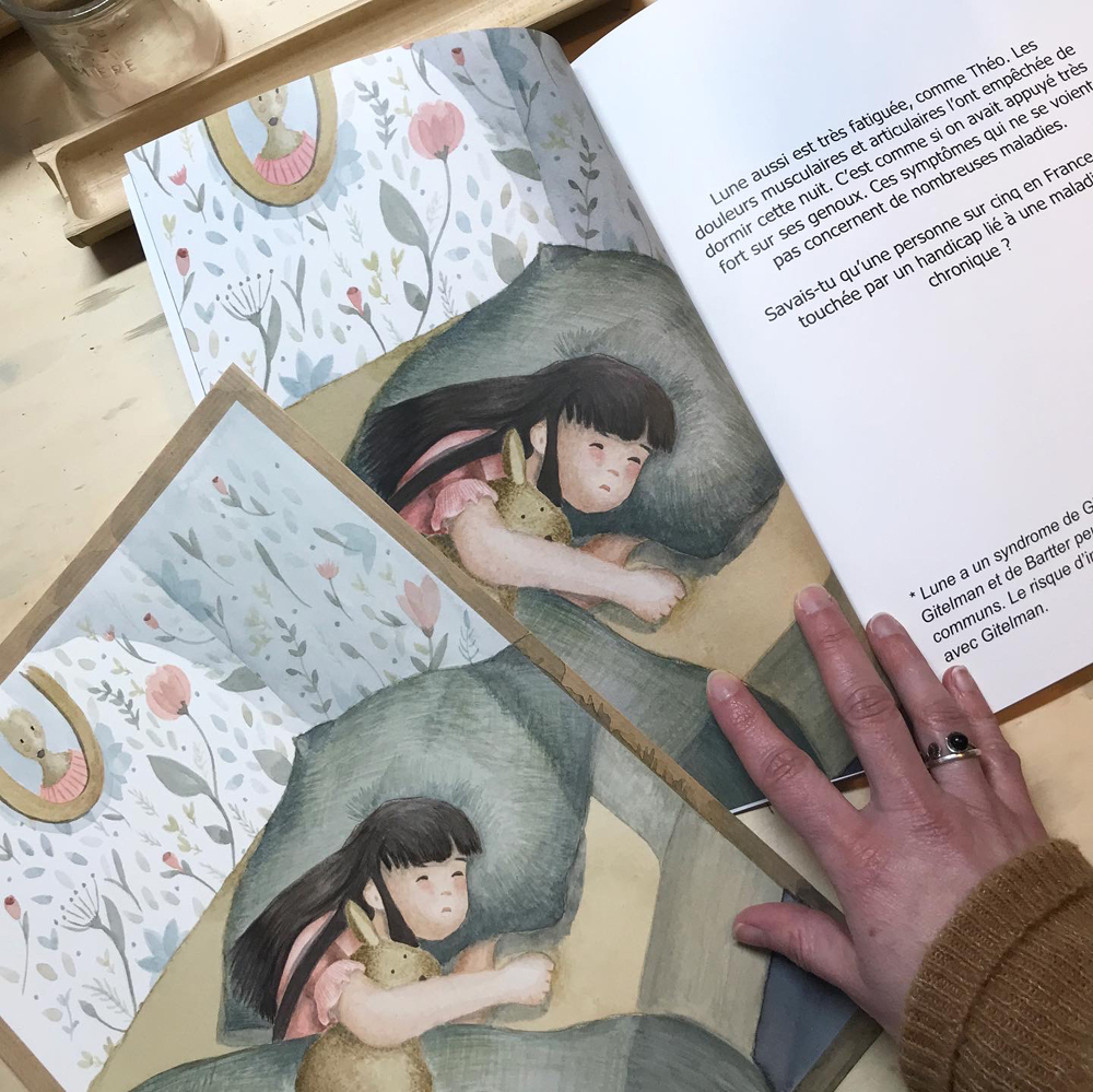page interieure de livre jeunesse peinte à 'aquarelle